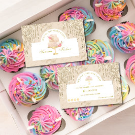 Cartão De Visita Marble Cake Bakery Chef de Marfim Blush Dourado
