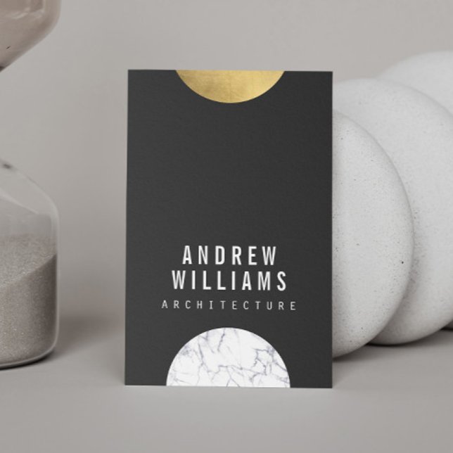 Cartão De Visita Marble, Dourado, Cinza Modernista abstrato (Criador carregado)