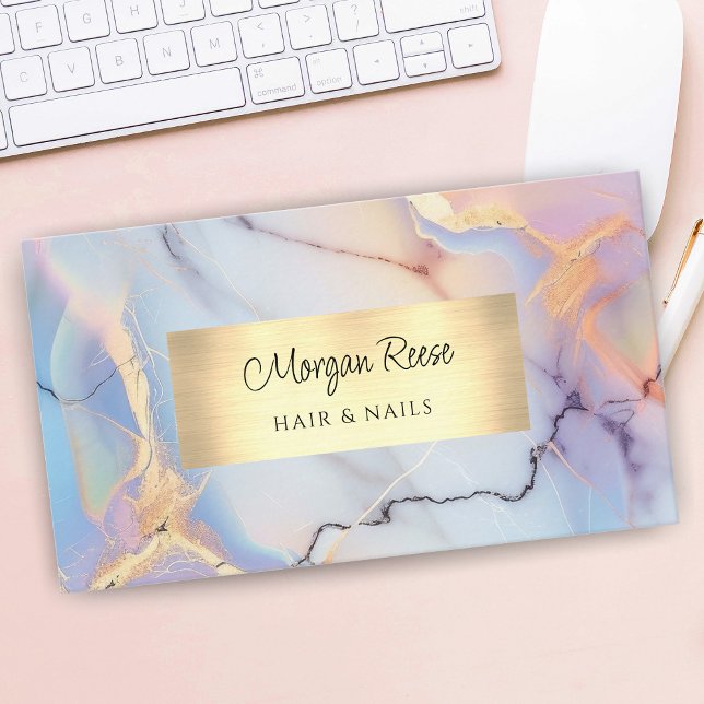 Cartão De Visita Marble & Dourado, Código QR (Criador carregado)