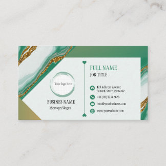 Cartão de visita Marble Dourado Verde
