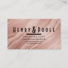 Cartão De Visita Marble Elegante Rosa Dourado para Arquitetos e Com