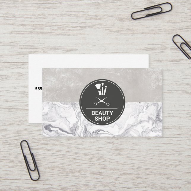 Cartão De Visita Marble Makeup Brushes (Frente/Verso In Situ)