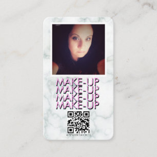 Cartão De Visita Marble Makeup Salon QR Code Foto