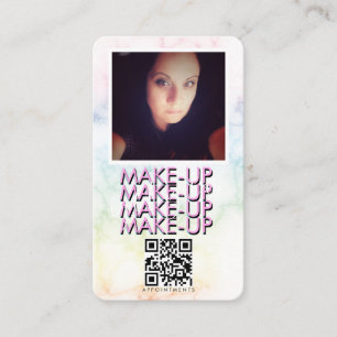 Cartão De Visita Marble Makeup Salon QR Code Foto