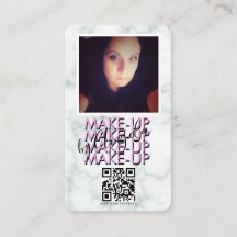 Marble Makeup Salon QR Code Foto rosa Preto
