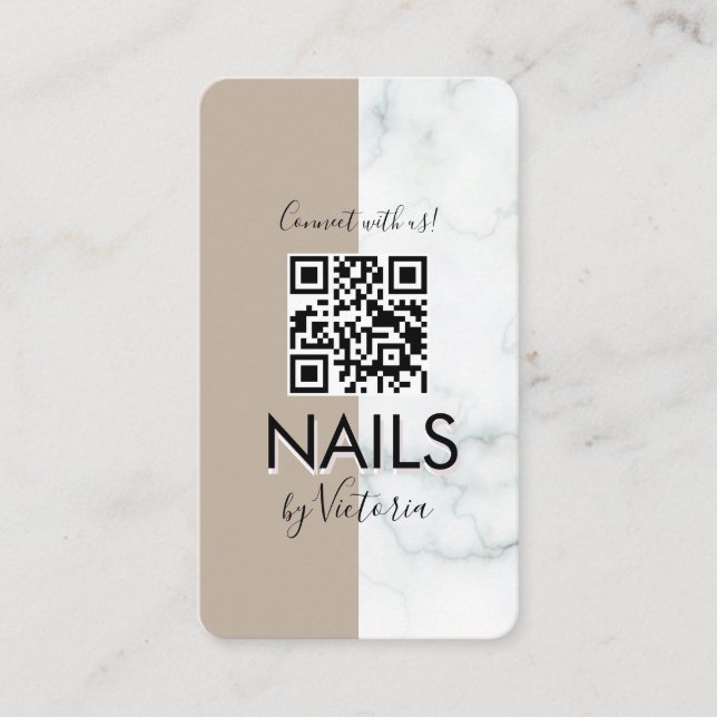 Cartão De Visita Marble Nail Salon Beaublock Código QR (Frente)