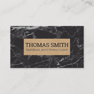 Cartão De Visita Marble Preto  Faixa de Papel Marrom