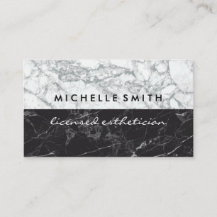 Cartão De Visita Marble Preto  Mármore Branco