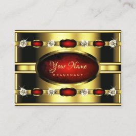 Cartão De Visita Marble Real Elegante e Dourado Vermelho com Ouros