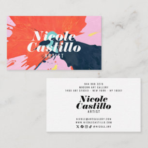 Cartão De Visita Marca de Artista de Arte Abstrata Colorida Moderna