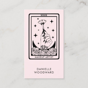 Cartão De Visita Marca de Artista de Maquiagem Tarot Místico Rosa B