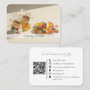 Cartão De Visita Marca de Doces com Código QR para Doces