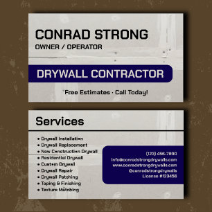 Cartão De Visita Marca de Empreiteiro de Drywall Naval Profissional