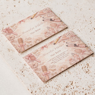 Cartão De Visita Marca de Estilista de Cabelo Floral Romântica