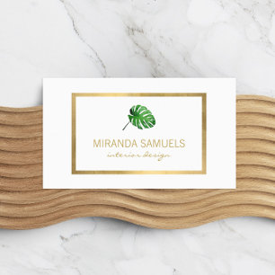 Cartão De Visita Marca de logotipo Monstera Leaf para Aquarela Trop