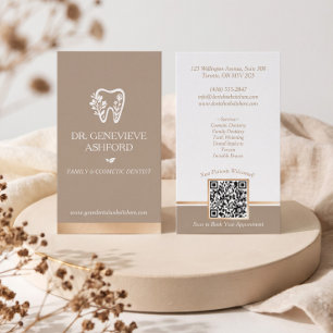 Cartão De Visita Marca de Prática Odontológica Floral Luxuosa e Ele