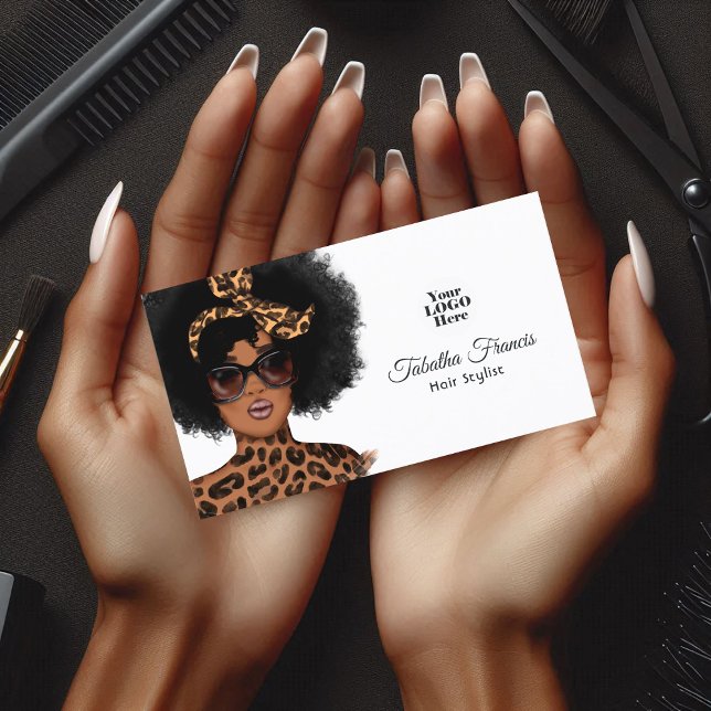 Cartão De Visita Marca de Salão de Cabelos Afrocentrista Ousada (Bold Afrocentric Hair Salon Branding Business Card)