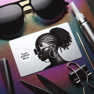 Cartão De Visita Marca de Salão de Cabelos de Mulher Ebony Elegante