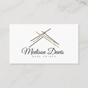 Cartão De Visita Marca do Realtor com telhado de cabelo em ouro