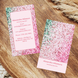 Cartão De Visita Marca Glitter Rosa Elegante