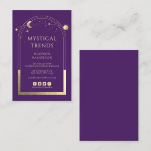 Cartão De Visita Marca Mística Celestial de Ouro Roxo