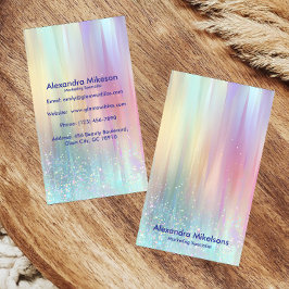 Cartão De Visita Marca Moderna Holográfica Pastel