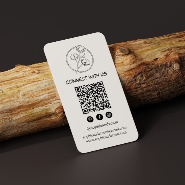 Cartão De Visita Marca Moderna Limpa com Código QR (Criador carregado)