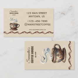 Cartão De Visita Marca Personalizada do Café Costeiro