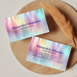 Cartão De Visita Marca Profissional Pastel Holográfica
