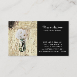 Cartão De Visita margarida branca de madeira de frasco de pedreiro