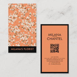 Cartão De Visita Margarida Laranja Florista Flor Moderna Tendência