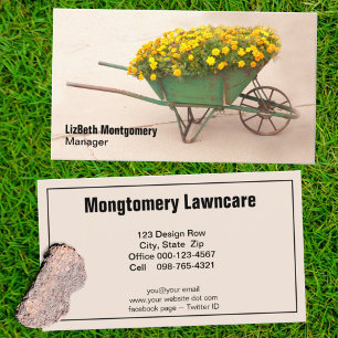 Cartão De Visita Marigold Preenchido Vintage Wheelbarrow Lawn Care