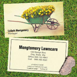 Cartão De Visita Marigold Vintage Wheelbarrow Gardening Lawn Care