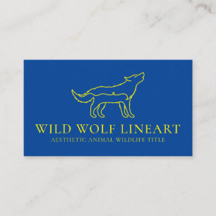Cartão De Visita Marinho Amarelo Animal Selvagem Lobo Natural