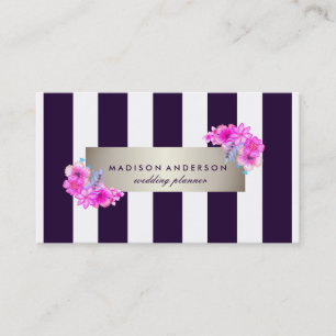 Cartão De Visita Marinho Azul Branco Stripes Quic Silver Vintage Fl