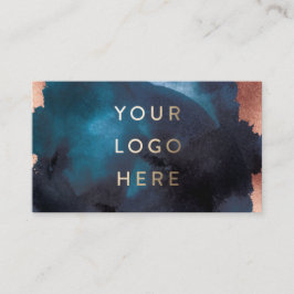 Cartão De Visita Marinho Azul com Cor de Água Moderna, Dourado