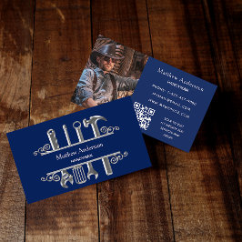 Cartão De Visita Marinho azul de prata para casa repara foto código