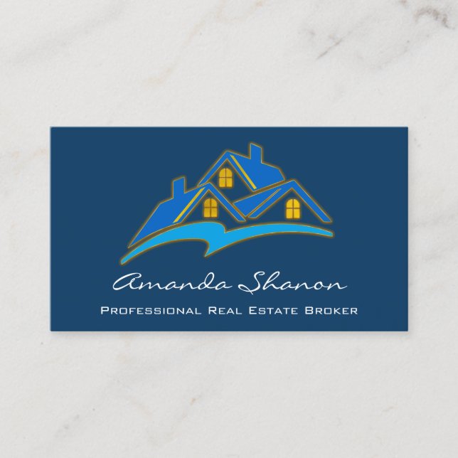 Cartão De Visita Marinho Azul do Agente de Agente Imobiliário Profi (Frente)