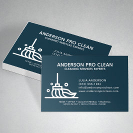 Cartão De Visita Marinho Azul do Serviço de Limpeza do Home & Offic