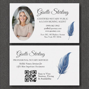Cartão De Visita Marinho Azul Notário Móvel QR Código Moderno Foto