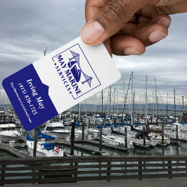Cartão De Visita Marinho Azul / White Marine Services Logotipo QR C