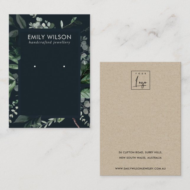 Cartão De Visita Marinho Black Leafy Frame Fauna Orelha (Frente/Verso)