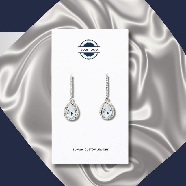 Cartão De Visita Marinho-BluBlack e White Logo Earração (Classic vintage logo for your luxury brand earrings)