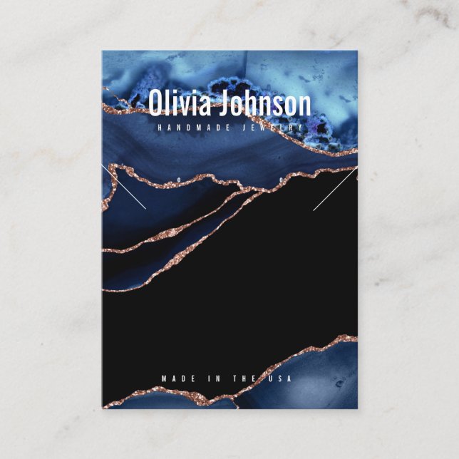 Cartão De Visita Marinho Blue Agate Jewelry Earrings Colace (Frente)