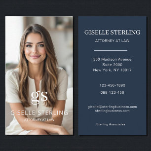 Cartão De Visita Marinho Blue Attorney na Law Photo Professional