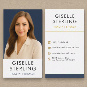 Cartão De Visita Marinho Blue Dourado Imobiliário Profissional