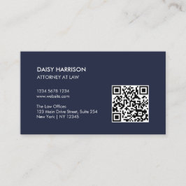 Cartão De Visita Marinho de código QR profissional mínimo azul