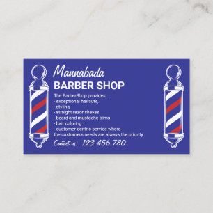 Cartão De Visita Marinho de fotos personalizado do logotipo Barber 