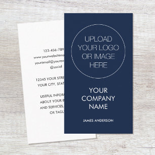 Cartão De Visita Marinho de Logotipo Personalizado Mínimo Contempor
