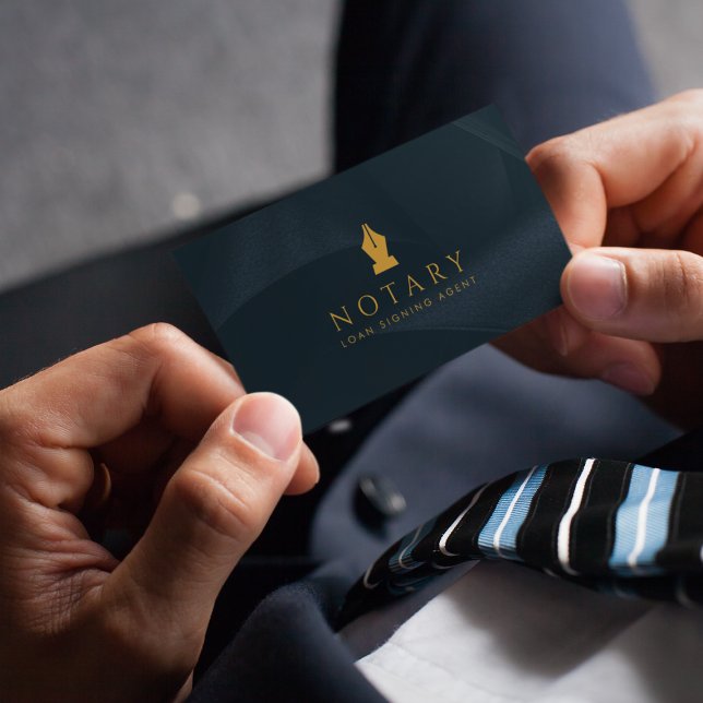 Cartão De Visita Marinho do Agente de Assinatura de Caneta de Tinta (Criador carregado)